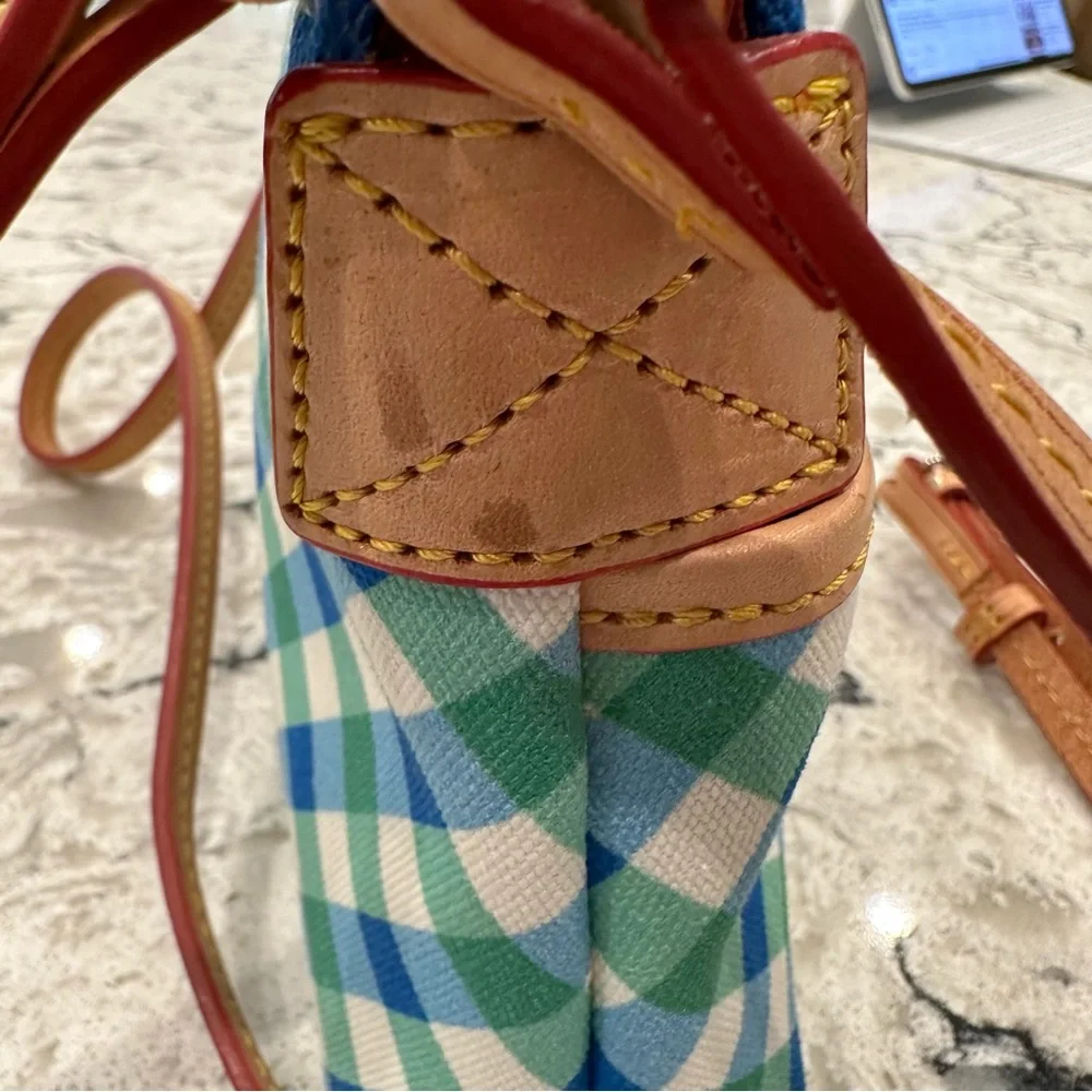 Dooney & Bourke Elsie Ginger Blue and Green Gingham Crossbody Purse